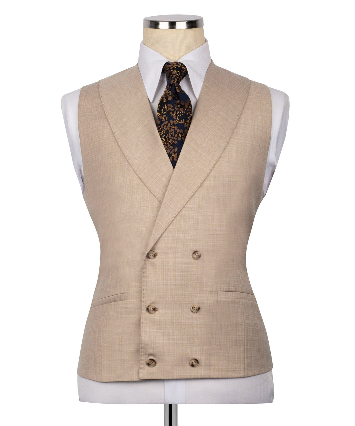 Light beige vest with double-breasted buttons, matching to suit jacket