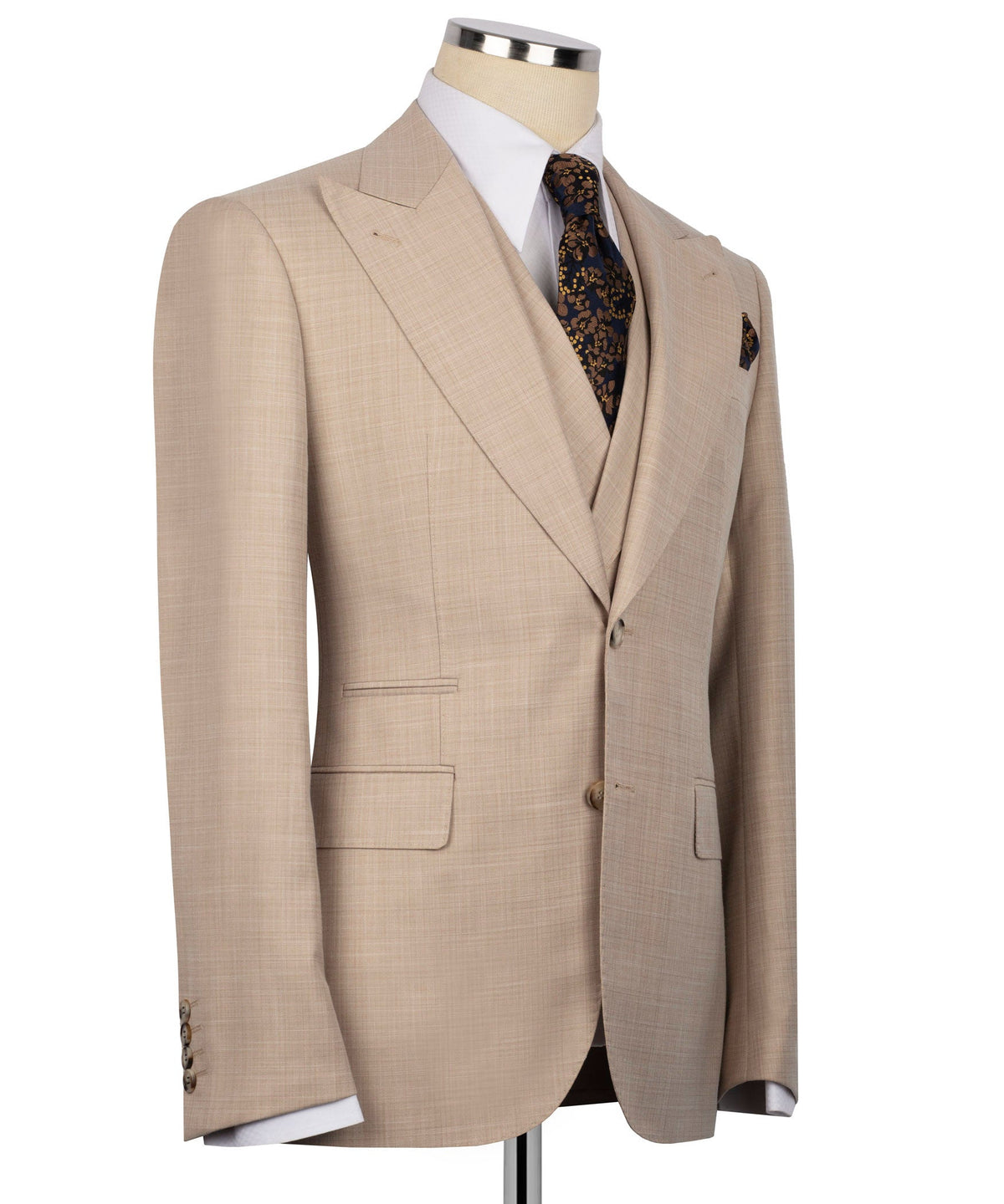 Light beige blazer front, single-breasted buttons and matching vest