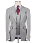 Grey check classic suit jacket with matching waistcoat and pocket square